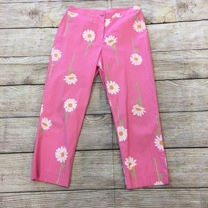 Lilly Pulitzer Pink white Daisies pants size 8